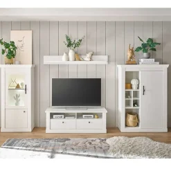 Wohnen TV Wohnwand in weißer Holzoptik Pinie - Liancos (vierteilig)