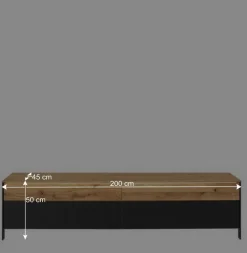 Wohnen Schwarze Möbel|Wohnzimmerschränke*TV Wohnwand Möbelset 194 cm breit - Viligrana (dreiteilig)