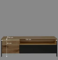 Wohnen Schwarze Möbel|Wohnzimmerschränke*TV Wohnwand Möbelset 194 cm breit - Viligrana (dreiteilig)