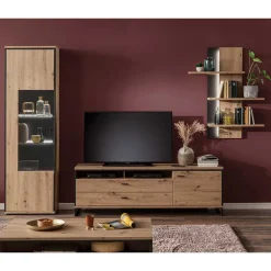 Wohnen TV Wohnwand Set in Dekor Eiche - Nikdus (dreiteilig)