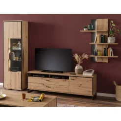 Wohnen TV Wohnwand Set in Dekor Eiche - Nikdus (dreiteilig)