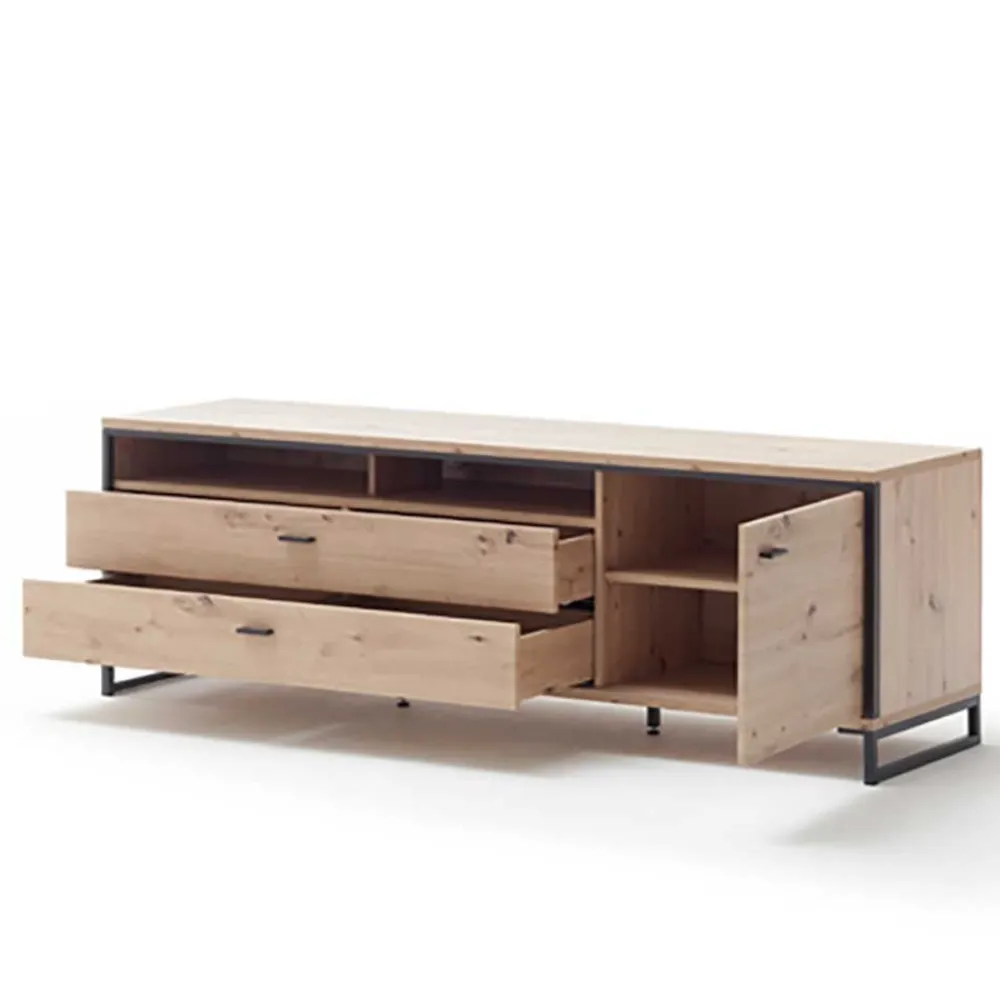 Wohnen TV Wohnwand Set in Dekor Eiche - Nikdus (dreiteilig)