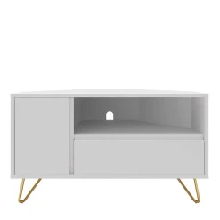 Wohnen Skandinavische Möbel|Sideboards & Kommoden*TV-Board für die Ecke in Weiß & Gold - Patinca