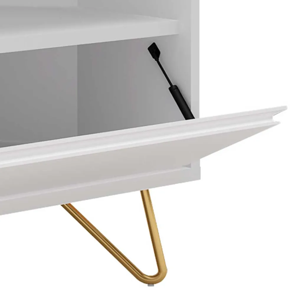 Wohnen Skandinavische Möbel|Sideboards & Kommoden*TV-Board für die Ecke in Weiß & Gold - Patinca