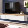 Wohnen TV-Lowboard in Weiß mit Wildeiche Natur Optik - Emdan
