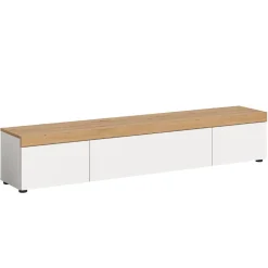 Wohnen TV-Lowboard in Weiß mit Wildeiche Natur Optik - Emdan