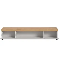 Wohnen TV-Lowboard in Weiß mit Wildeiche Natur Optik - Emdan