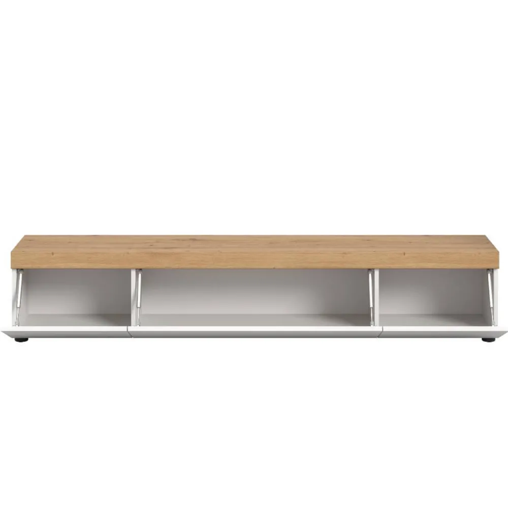 Wohnen TV-Lowboard in Weiß mit Wildeiche Natur Optik - Emdan