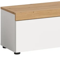 Wohnen TV-Lowboard in Weiß mit Wildeiche Natur Optik - Emdan