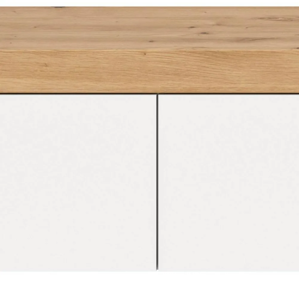 Wohnen TV-Lowboard in Weiß mit Wildeiche Natur Optik - Emdan