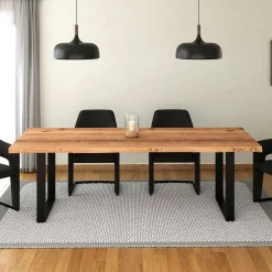 Wohnen Loft Möbel|Industrial Möbel*U-Fuß Tisch mit natürlicher Baumkante - Puzian