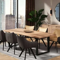 Wohnen Loft Möbel|Industrial Möbel*U-Fuß Tisch mit natürlicher Baumkante - Puzian