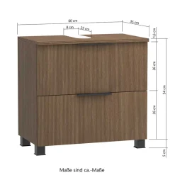 Wohnen Unterbeckenschrank in dunkler Eiche Holzoptik - Ucaida