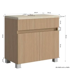 Wohnen Unterbeckenschrank in Eiche Hell Holzoptik - Vibulam
