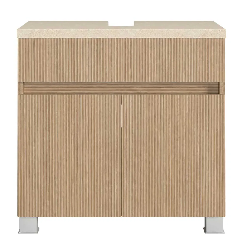 Wohnen Unterbeckenschrank in Eiche Hell Holzoptik - Vibulam