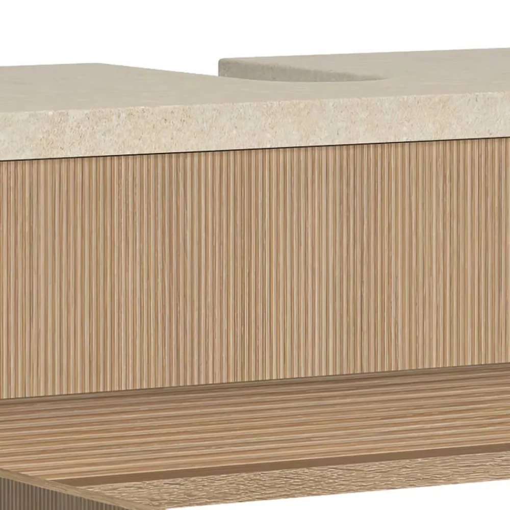 Wohnen Unterbeckenschrank in Eiche Hell Holzoptik - Vibulam