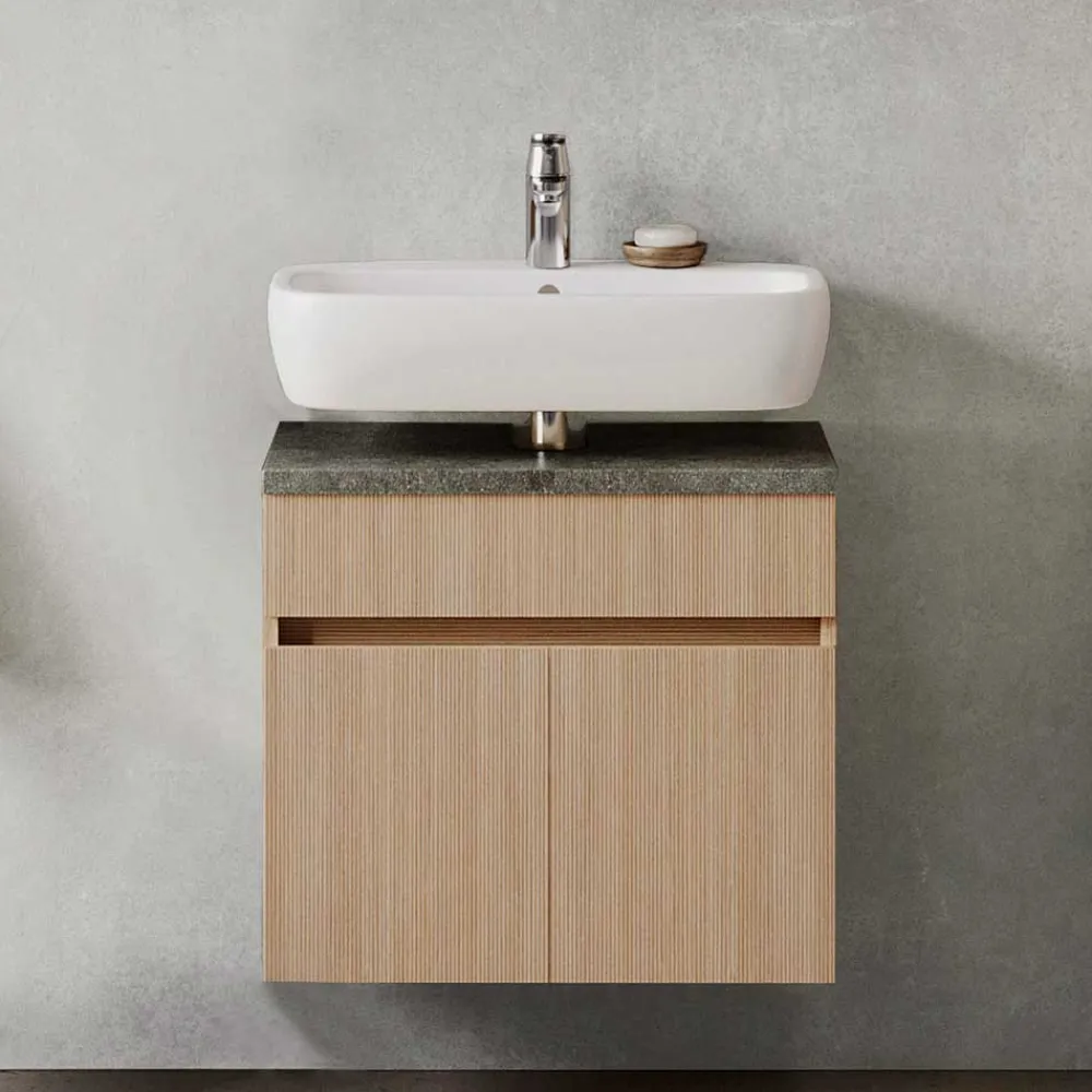 Wohnen Badschränke|Waschtisch*Unterbeckenschrank in Eiche Hell Dekor - Leitha