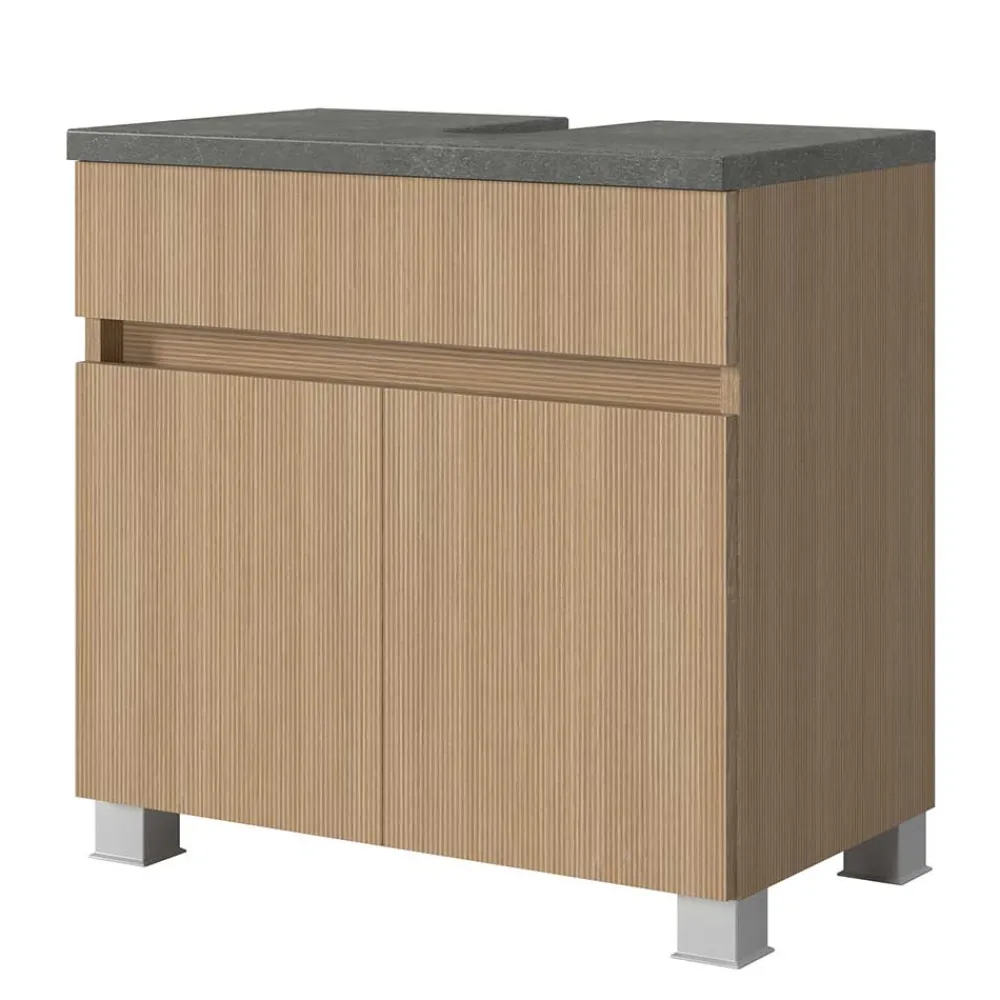 Wohnen Badschränke|Waschtisch*Unterbeckenschrank in Eiche Hell Dekor - Leitha