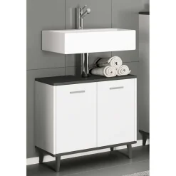 Wohnen Waschtisch|Waschbeckenunterschränke*Unterbeckenschrank in Weiß und Anthrazit - Rondja