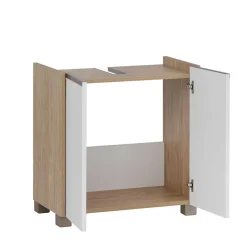 Wohnen Waschtisch|Waschbeckenunterschränke*Unterbeckenschrank in Weiß und Eiche Hell - Ronya