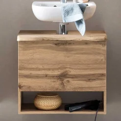 Wohnen Waschtisch|Waschbeckenunterschränke*Unterbeckenschrank mit Baumkante Holzdekor - Tofias