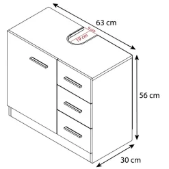 Wohnen Unterbeckenschrank mit drei Schubladen und Tür - Gransov