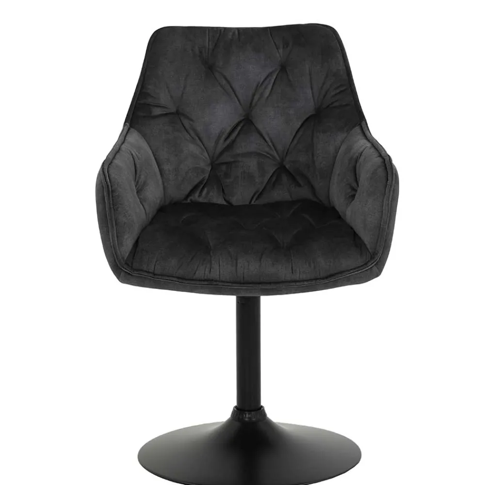 Wohnen Bürostühle*Velours Armlehnenstuhl in Grau - drehbar - Empria (2er Set)