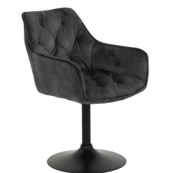 Wohnen Bürostühle*Velours Armlehnenstuhl in Grau - drehbar - Empria (2er Set)