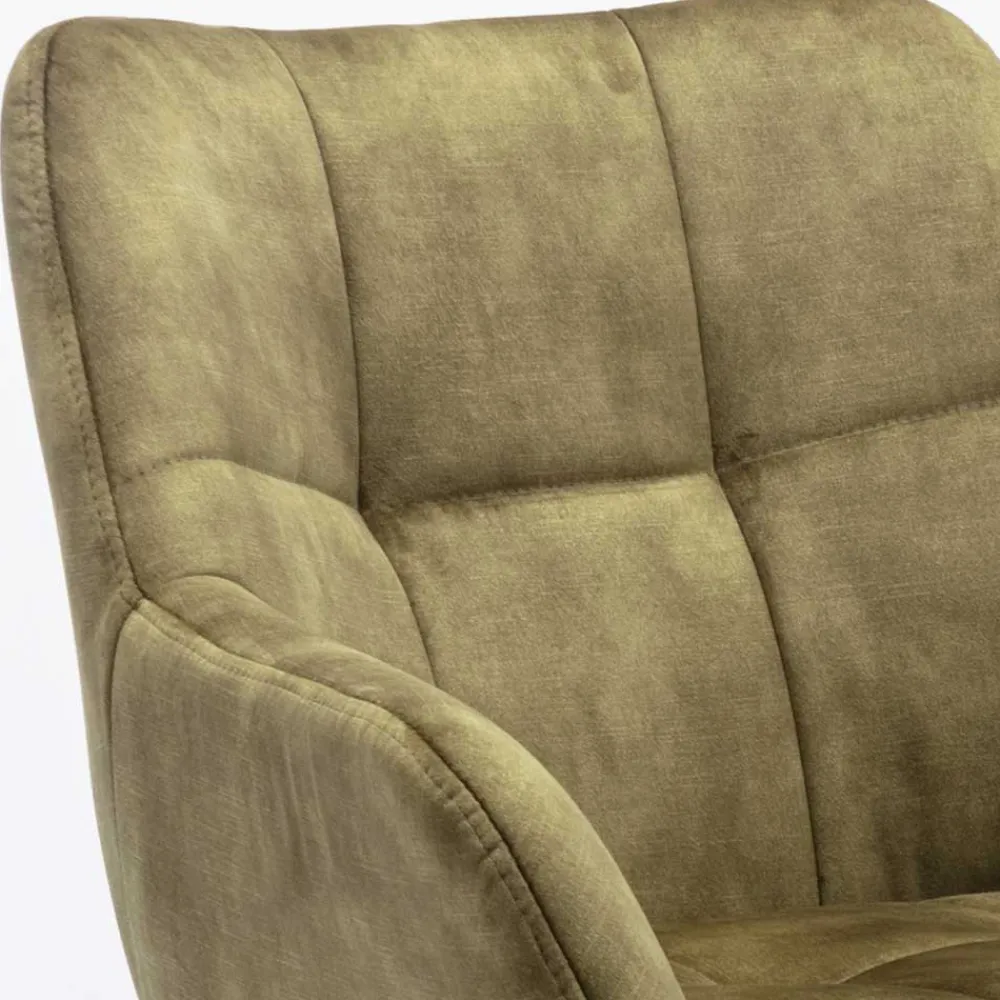Wohnen Wohnzimmerstühle*Velours Armlehnenstuhl in Oliv Grün - Sagavi (2er Set)