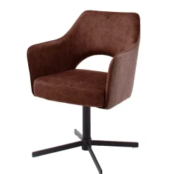 Wohnen Retro Möbel*Velours Armlehnstühle in Rostfarben - Fiorello (2er Set)