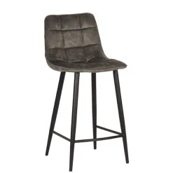 Wohnen Velours Barstühle in Dunkelgrün - Cremo (2er Set)