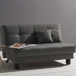 Wohnen Betten|Betten*Velours Bettcouch in Grau - Daylight
