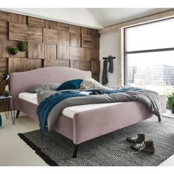 Wohnen Jugendbetten*Velours Bettgestell in Altrosa - Unegra