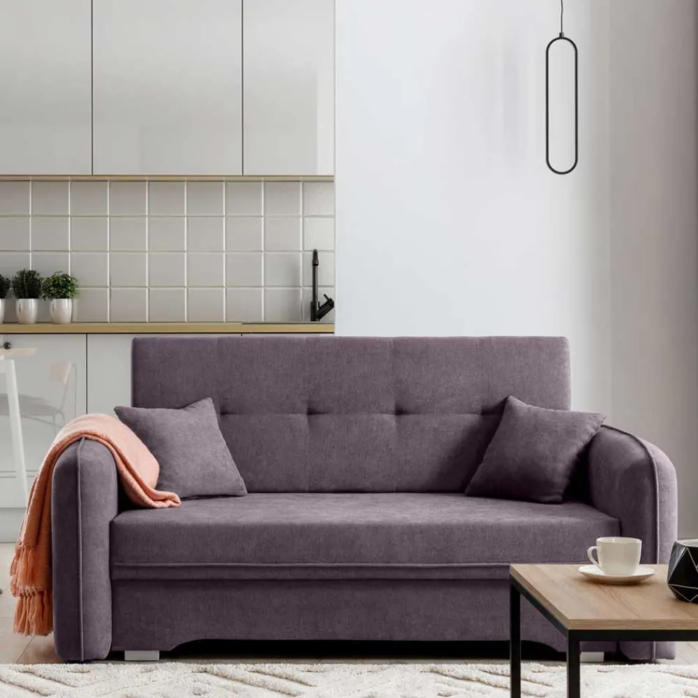 Wohnen Velours Couch in Mauve mit Federkern - Speccia