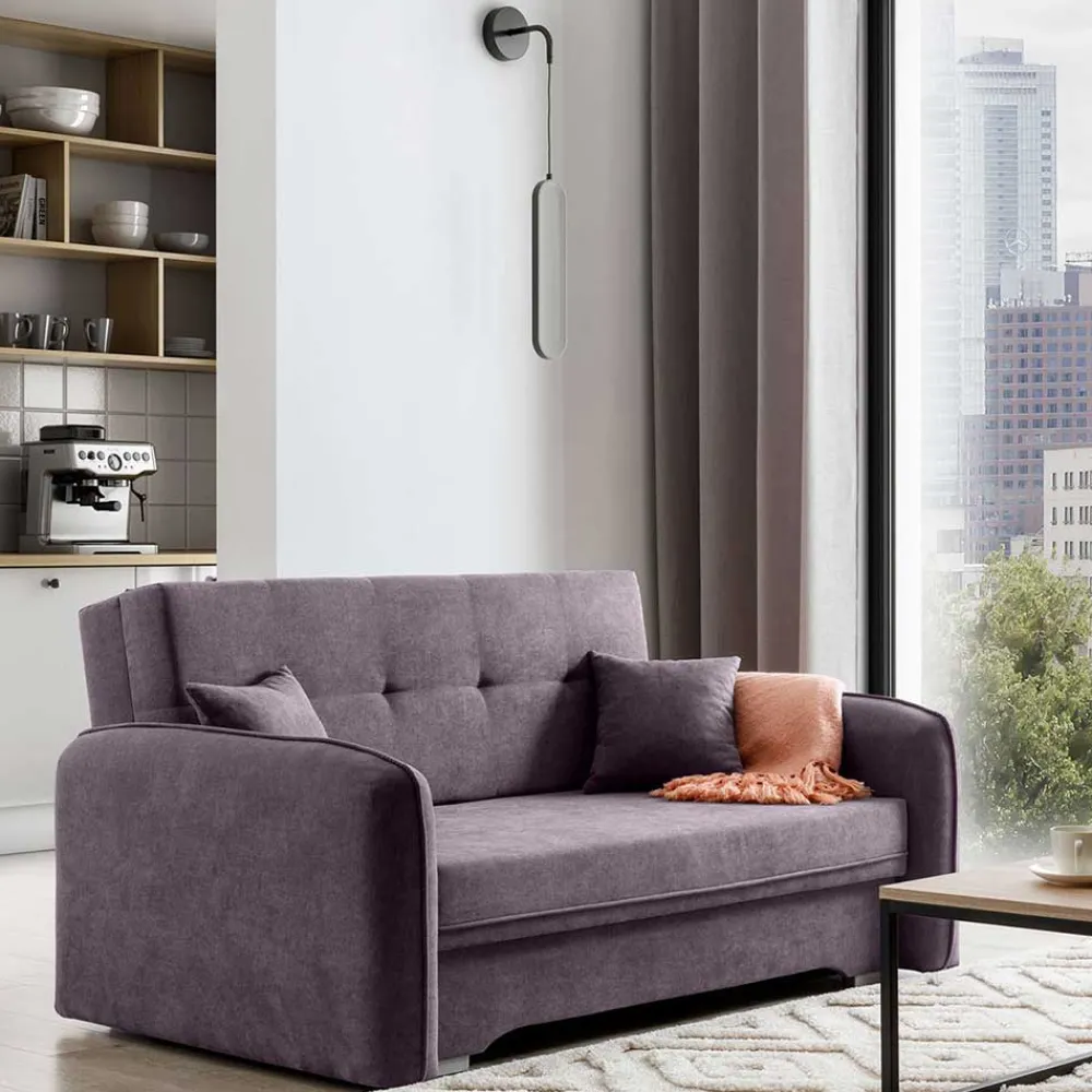 Wohnen Velours Couch in Mauve mit Federkern - Speccia