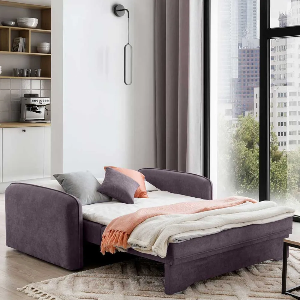 Wohnen Velours Couch in Mauve mit Federkern - Speccia