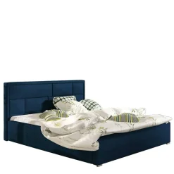 Wohnen Velours Doppelbett in Dunkelblau - Liony