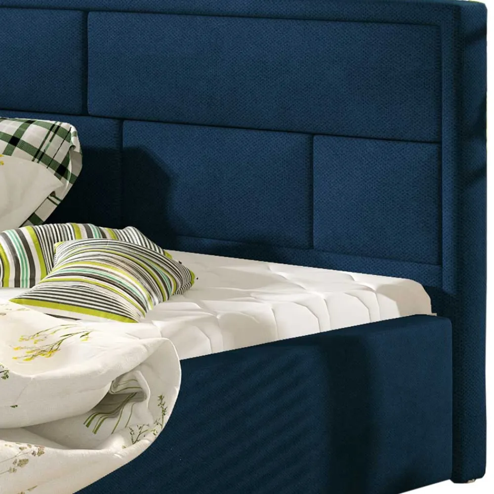 Wohnen Velours Doppelbett in Dunkelblau - Liony