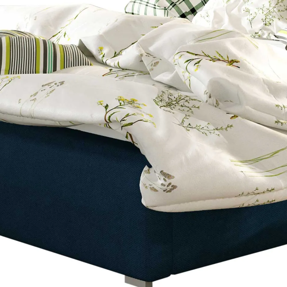 Wohnen Velours Doppelbett in Dunkelblau - Liony