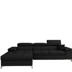 Wohnen Velours Ecksofa in Schwarz - Milwaukee