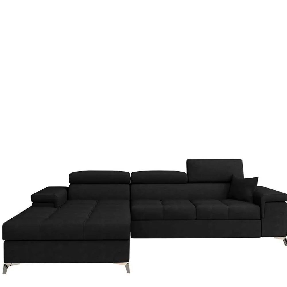 Wohnen Velours Ecksofa in Schwarz - Milwaukee