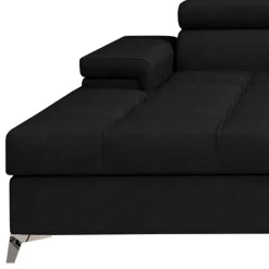 Wohnen Velours Ecksofa in Schwarz - Milwaukee