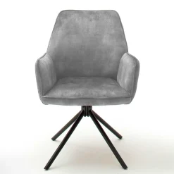 Wohnen Velours Küchenstuhl mit Armlehnen - Jeremy (2er Set)