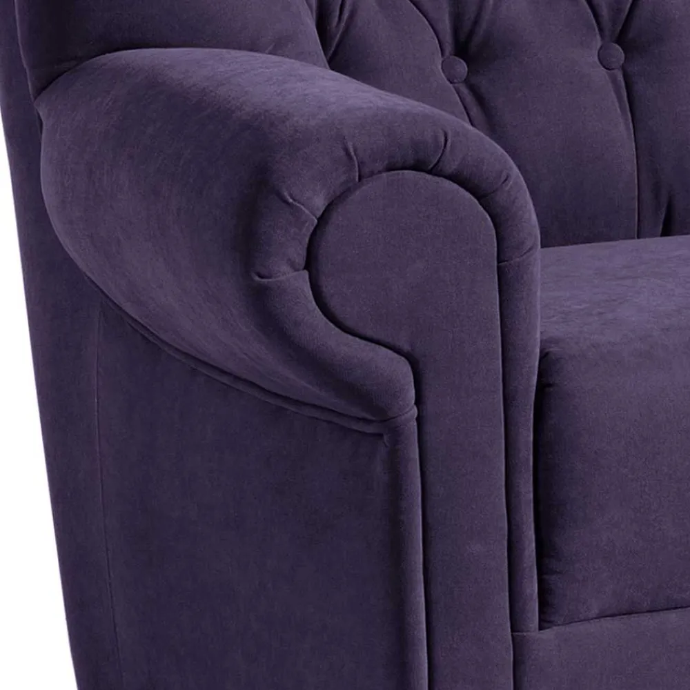 Wohnen Velours Ohrenbackensessel in Violett - Salut