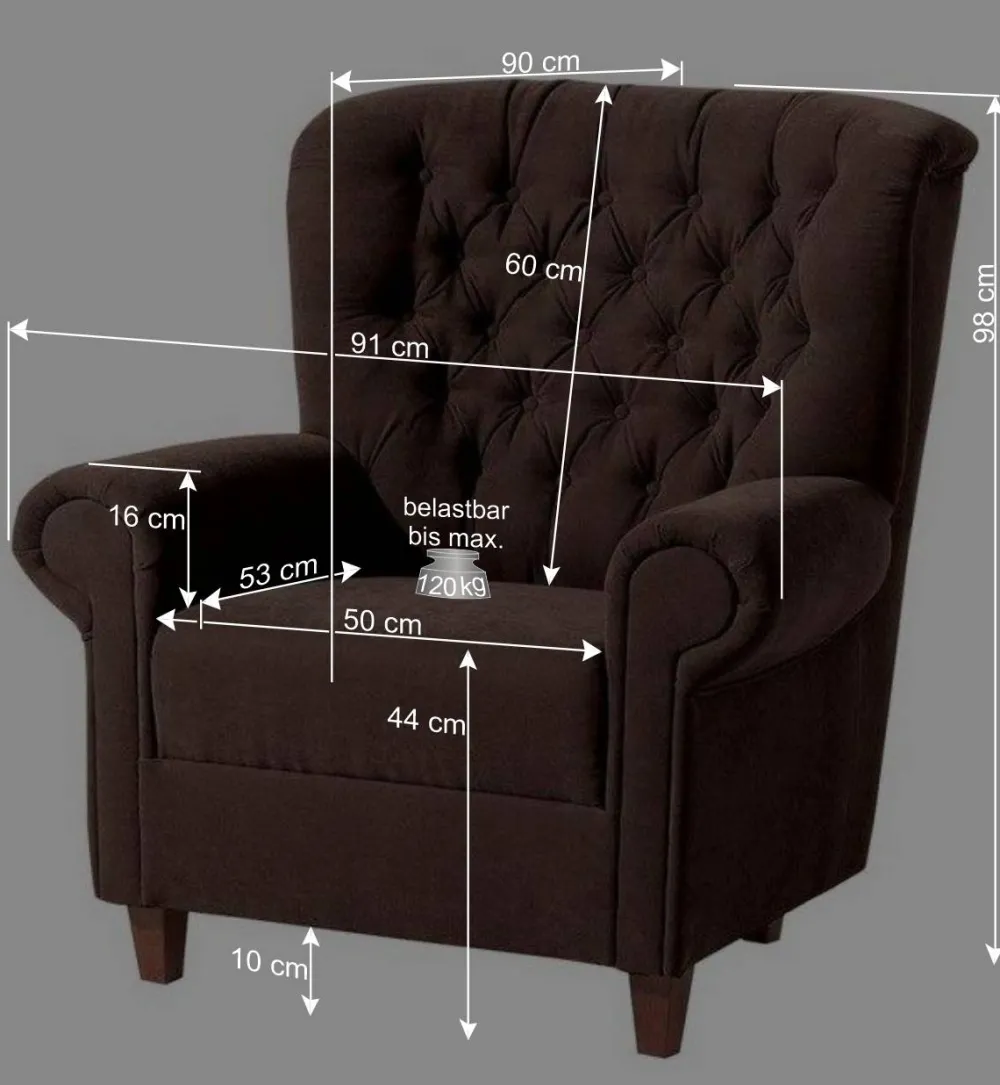 Wohnen Velours Ohrenbackensessel in Violett - Salut