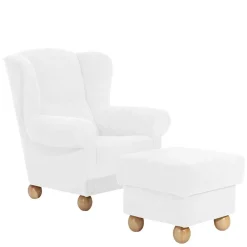 Wohnen Velours Ohrensessel in Cremeweiß - Clamps