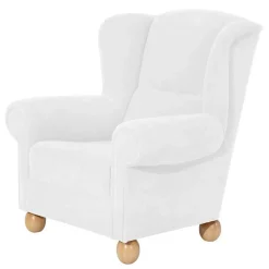 Wohnen Velours Ohrensessel in Cremeweiß - Clamps