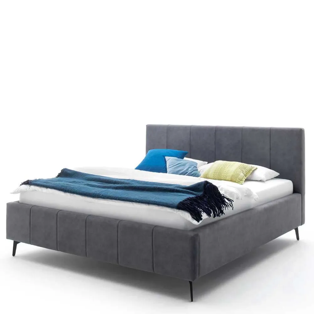 Wohnen Velours Polsterbett in Anthrazit - Laterna