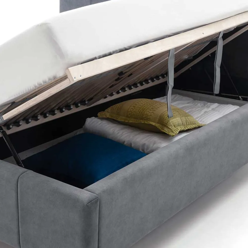 Wohnen Velours Polsterbett in Anthrazit - Laterna