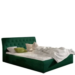 Wohnen Jugendbetten*Velours Polsterbett in Dunkelgrün - Tendence